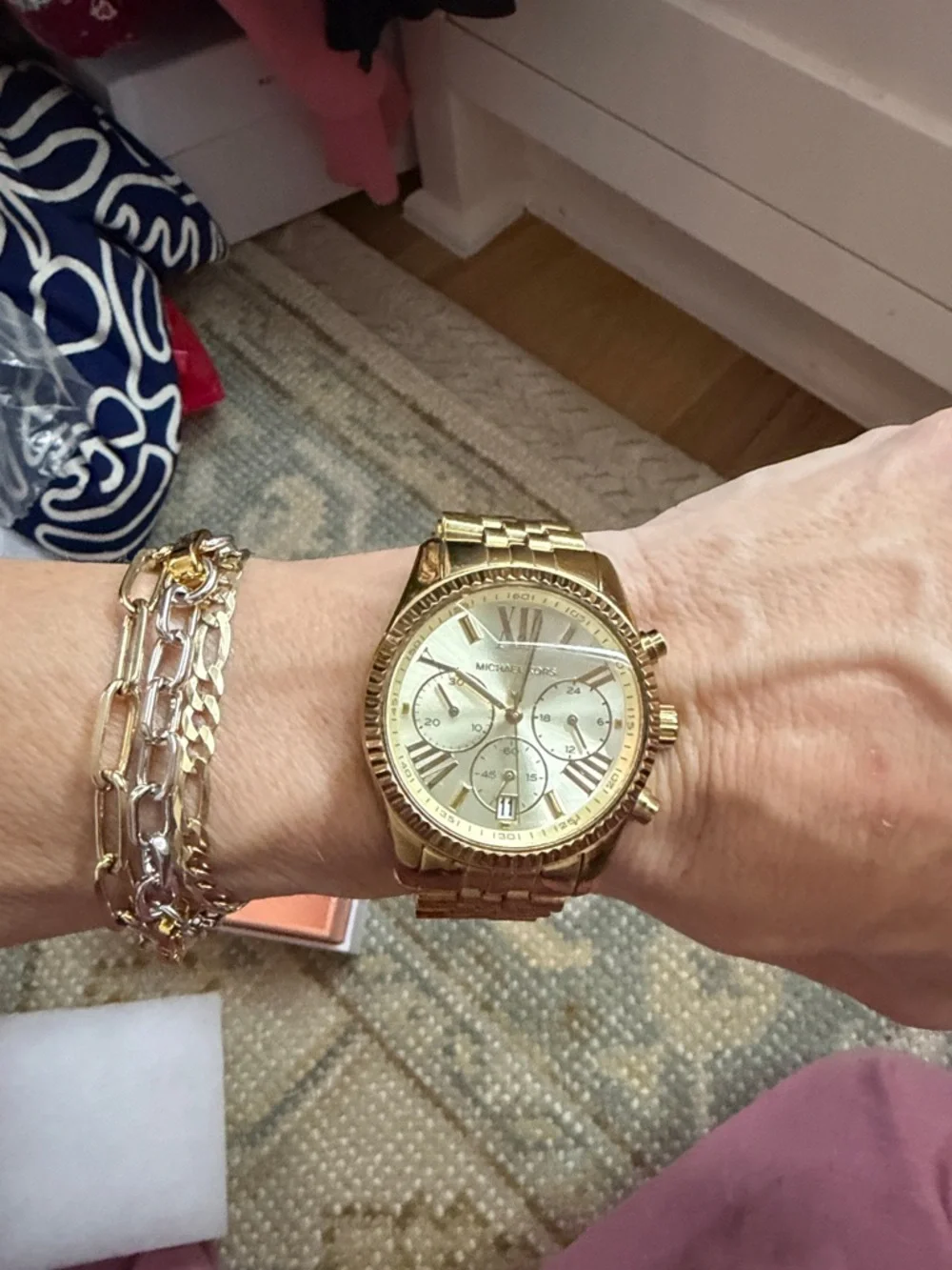 Michael Kors Gold and Champagne Chronograph Bracelet Watch - Picture 4 of 5